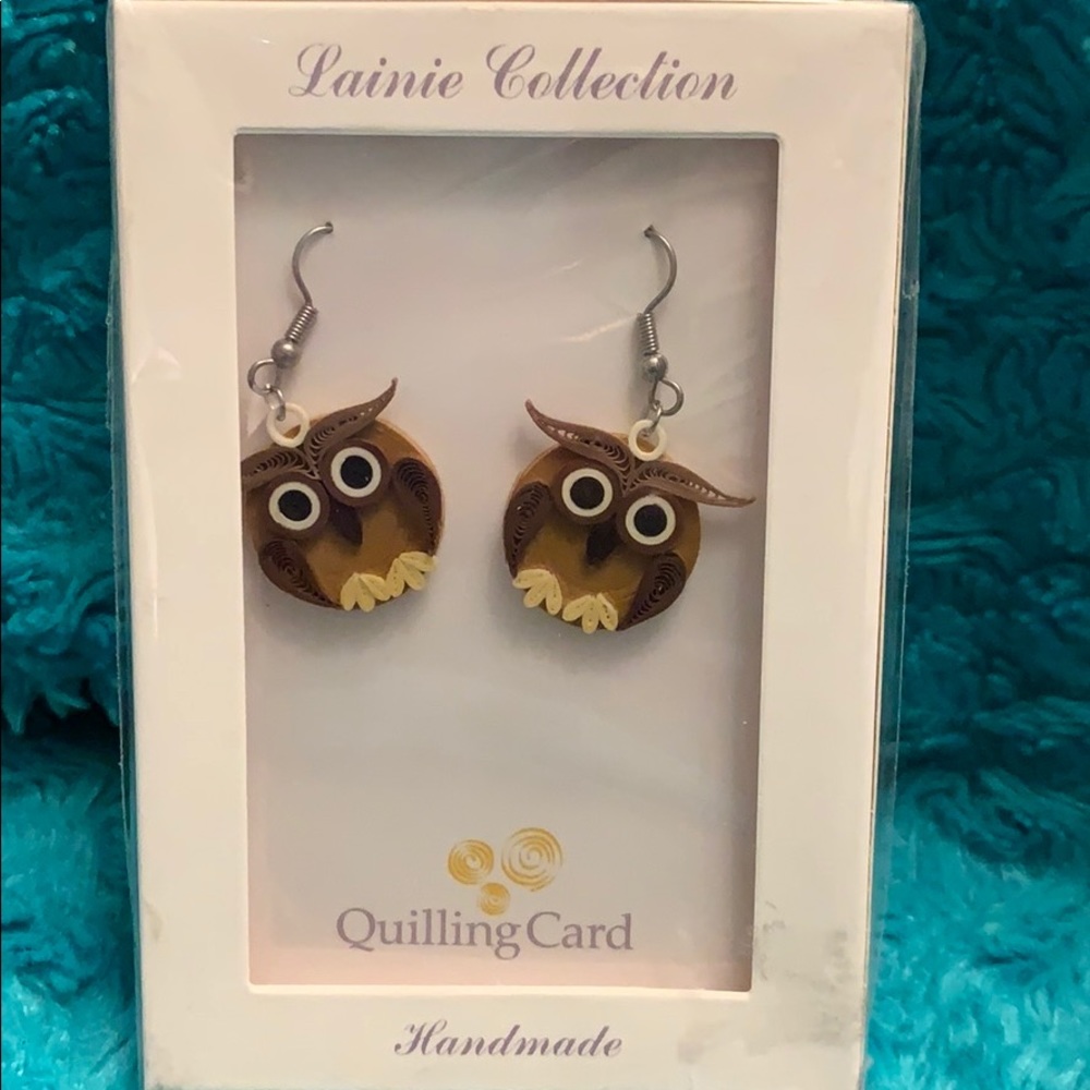 quilling cars owl earrings